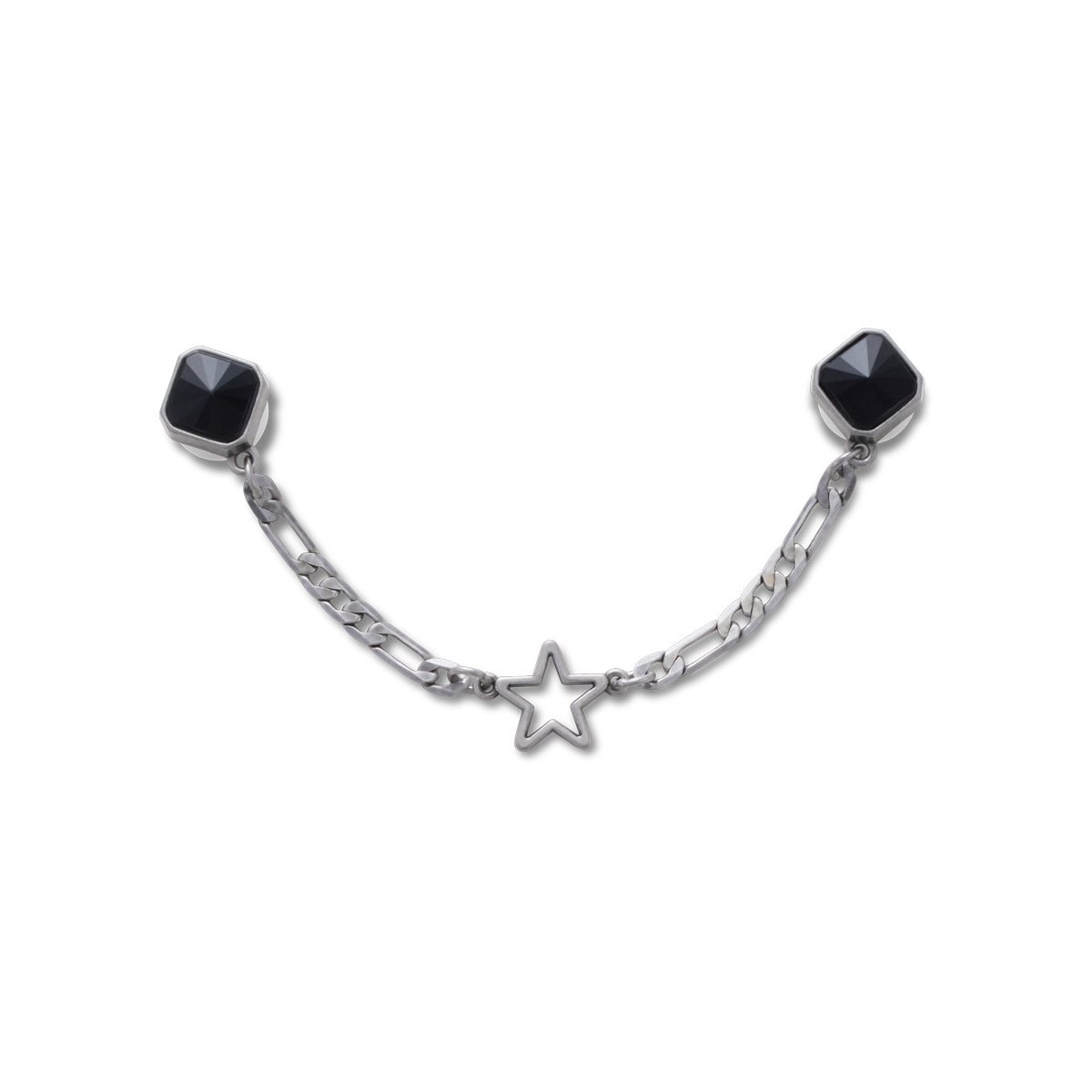 Black stud silver chain